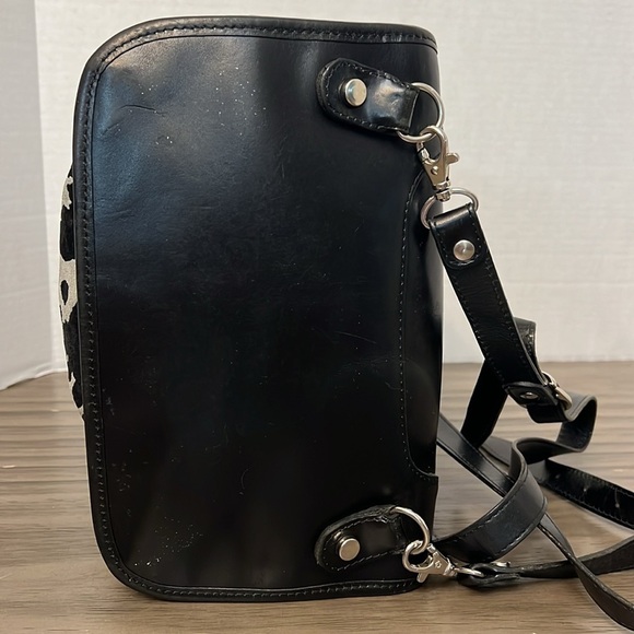 EL PORTAL LEATHER BACKPACK BLACK ANIMAL PRINT MADE IN USA main image 13